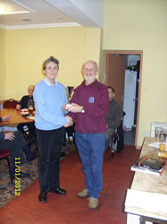 Brenda Hallard receiving the Ladies award.