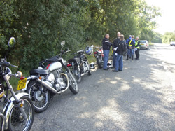 Bikes and riders at the start