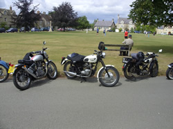 Bikes around the green at Evenley