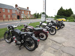 A line up of bikes at the caf&eacute;.