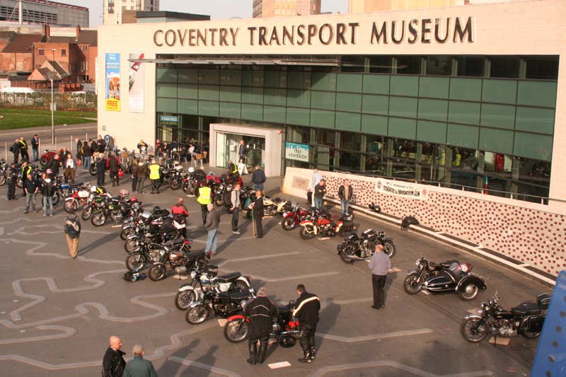 The bikes line up before the start