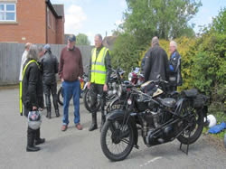 From left to right, Fran Wiles, Bill Wise (in leathers with back to camera) Maurice Taylor, Barry Basset, Ricky Richardson (with back to camera) and far right Frank Parker.